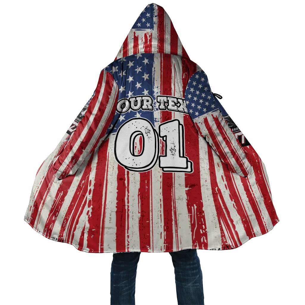 Personalized Motocross Rider Cloak with American Flag and Thin Blue Line Pattern - Wonder Print Shop