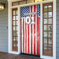 Personalized Motocross Rider Door Cover with American Flag and Thin Blue Line Pattern - Wonder Print Shop