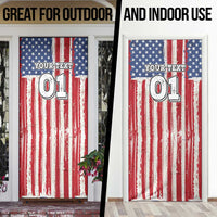 Personalized Motocross Rider Door Cover with American Flag and Thin Blue Line Pattern - Wonder Print Shop