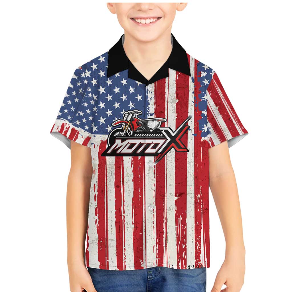 Personalized Motocross Rider Family Matching Mermaid Dress and Hawaiian Shirt with American Flag and Thin Blue Line Pattern - Wonder Print Shop