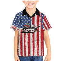 Personalized Motocross Rider Family Matching Mermaid Dress and Hawaiian Shirt with American Flag and Thin Blue Line Pattern - Wonder Print Shop