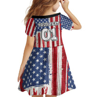 Personalized Motocross Rider Family Matching Off The Shoulder Long Sleeve Dress and Hawaiian Shirt with American Flag and Thin Blue Line Pattern - Wonder Print Shop