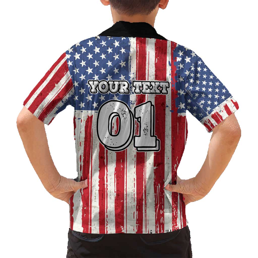 Personalized Motocross Rider Family Matching Off Shoulder Maxi Dress and Hawaiian Shirt with American Flag and Thin Blue Line Pattern - Wonder Print Shop