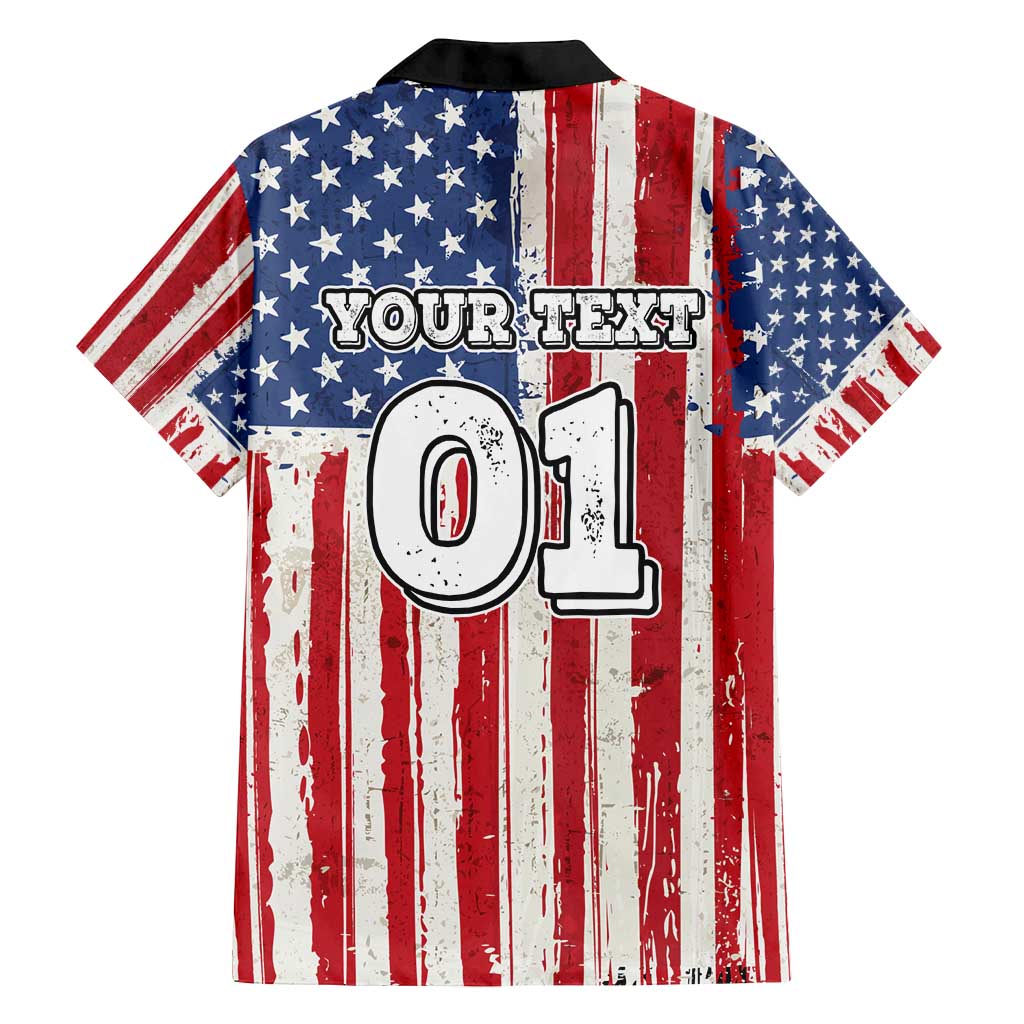 Personalized Motocross Rider Family Matching Off Shoulder Maxi Dress and Hawaiian Shirt with American Flag and Thin Blue Line Pattern - Wonder Print Shop