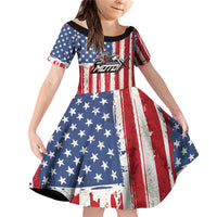 Personalized Motocross Rider Family Matching Off Shoulder Short Dress and Hawaiian Shirt with American Flag and Thin Blue Line Pattern - Wonder Print Shop