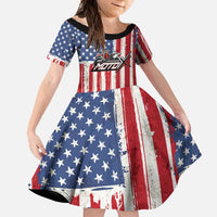 Personalized Motocross Rider Family Matching Short Sleeve Bodycon Dress and Hawaiian Shirt with American Flag and Thin Blue Line Pattern - Wonder Print Shop