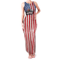 Personalized Motocross Rider Family Matching Tank Maxi Dress and Hawaiian Shirt with American Flag and Thin Blue Line Pattern - Wonder Print Shop