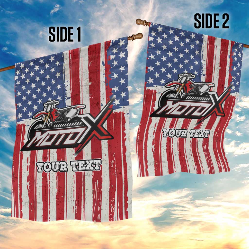 Personalized Motocross Rider Garden Flag with American Flag and Thin Blue Line Pattern - Wonder Print Shop