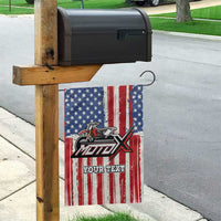 Personalized Motocross Rider Garden Flag with American Flag and Thin Blue Line Pattern - Wonder Print Shop