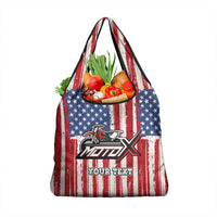 Personalized Motocross Rider Grocery Bag with American Flag and Thin Blue Line Pattern - Wonder Print Shop