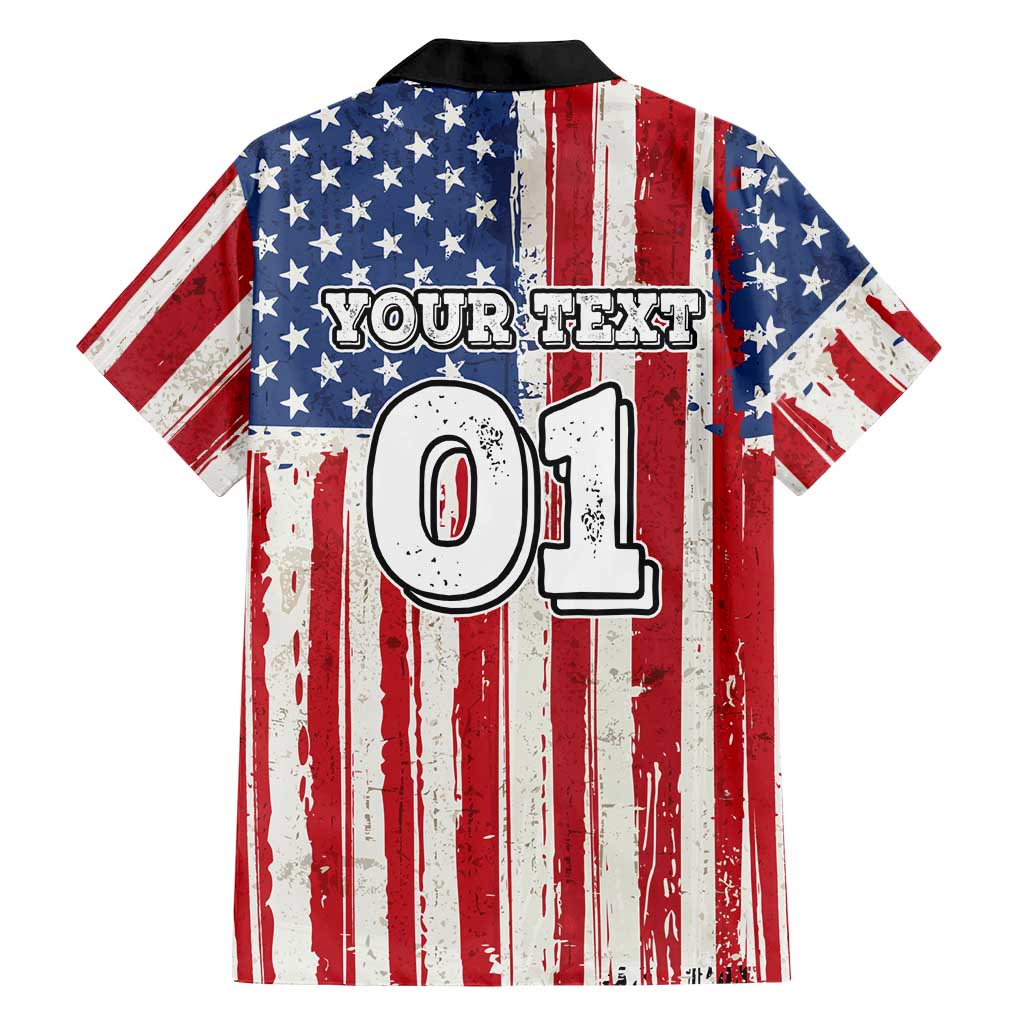 Personalized Motocross Rider Hawaiian Shirt with American Flag and Thin Blue Line Pattern - Wonder Print Shop