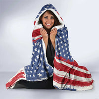 Personalized Motocross Rider Hooded Blanket with American Flag and Thin Blue Line Pattern - Wonder Print Shop