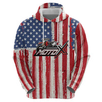 Personalized Motocross Rider Hoodie with American Flag and Thin Blue Line Pattern - Wonder Print Shop