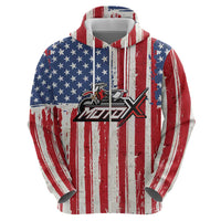 Personalized Motocross Rider Hoodie with American Flag and Thin Blue Line Pattern - Wonder Print Shop