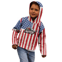 Personalized Motocross Rider Kid Hoodie with American Flag and Thin Blue Line Pattern - Wonder Print Shop