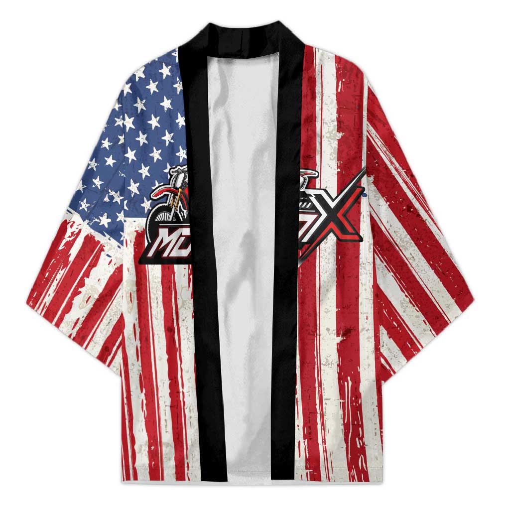 Personalized Motocross Rider Kimono with American Flag and Thin Blue Line Pattern - Wonder Print Shop