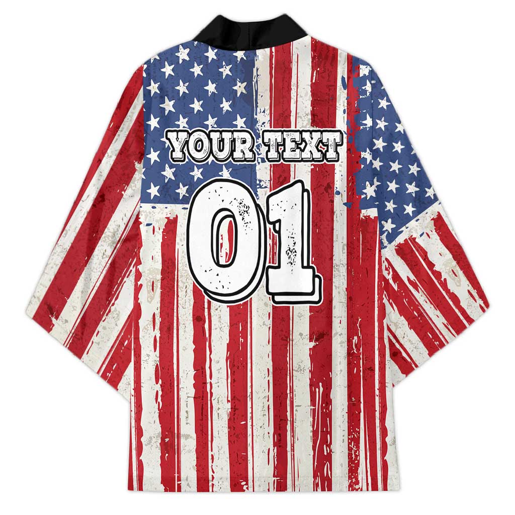 Personalized Motocross Rider Kimono with American Flag and Thin Blue Line Pattern - Wonder Print Shop