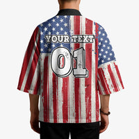 Personalized Motocross Rider Kimono with American Flag and Thin Blue Line Pattern - Wonder Print Shop