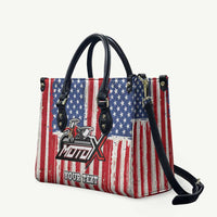 Personalized Motocross Rider Leather Bag with American Flag and Thin Blue Line Pattern - Wonder Print Shop