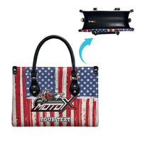 Personalized Motocross Rider Leather Bag with American Flag and Thin Blue Line Pattern - Wonder Print Shop