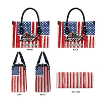 Personalized Motocross Rider Leather Bag with American Flag and Thin Blue Line Pattern - Wonder Print Shop