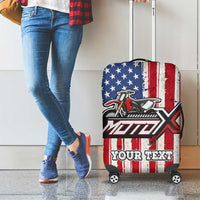 Personalized Motocross Rider Luggage Cover with American Flag and Thin Blue Line Pattern - Wonder Print Shop