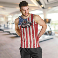 Personalized Motocross Rider Men Tank Top with American Flag and Thin Blue Line Pattern - Wonder Print Shop