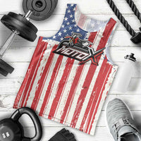 Personalized Motocross Rider Men Tank Top with American Flag and Thin Blue Line Pattern - Wonder Print Shop