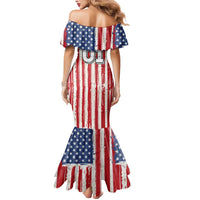 Personalized Motocross Rider Mermaid Dress with American Flag and Thin Blue Line Pattern - Wonder Print Shop