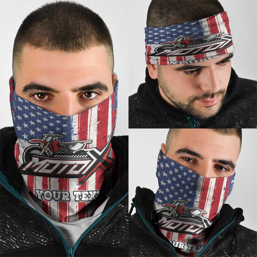 Personalized Motocross Rider Neck Gaiter with American Flag and Thin Blue Line Pattern - Wonder Print Shop