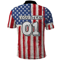 Personalized Motocross Rider Polo Shirt with American Flag and Thin Blue Line Pattern - Wonder Print Shop