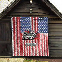 Personalized Motocross Rider Quilt with American Flag and Thin Blue Line Pattern - Wonder Print Shop