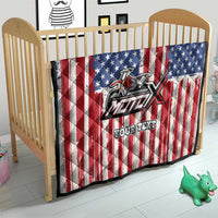 Personalized Motocross Rider Quilt with American Flag and Thin Blue Line Pattern - Wonder Print Shop