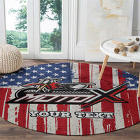 Personalized Motocross Rider Round Carpet with American Flag and Thin Blue Line Pattern - Wonder Print Shop