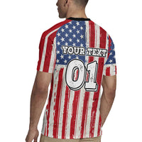 Personalized Motocross Rider Rugby Jersey with American Flag and Thin Blue Line Pattern - Wonder Print Shop