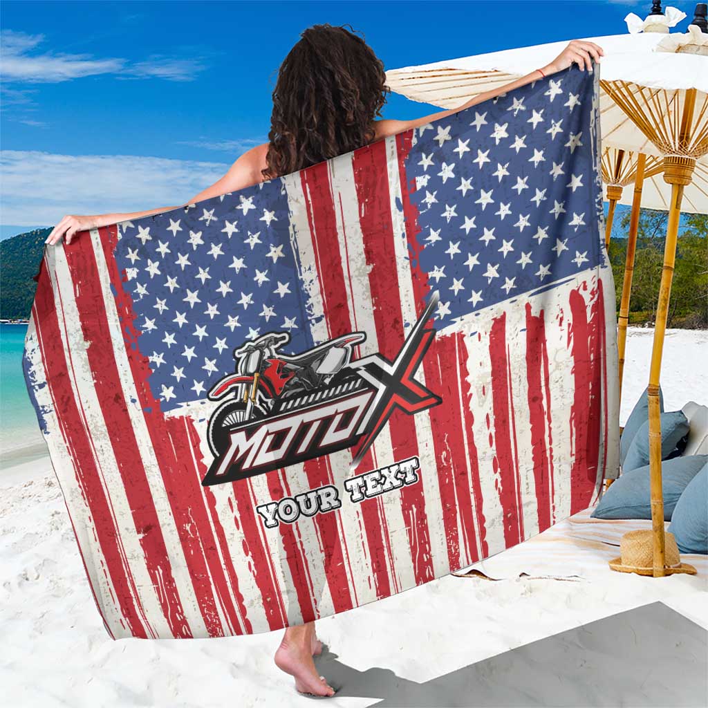Personalized Motocross Rider Sarong with American Flag and Thin Blue Line Pattern - Wonder Print Shop