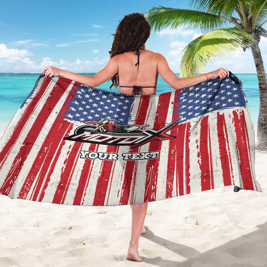 Personalized Motocross Rider Sarong with American Flag and Thin Blue Line Pattern - Wonder Print Shop