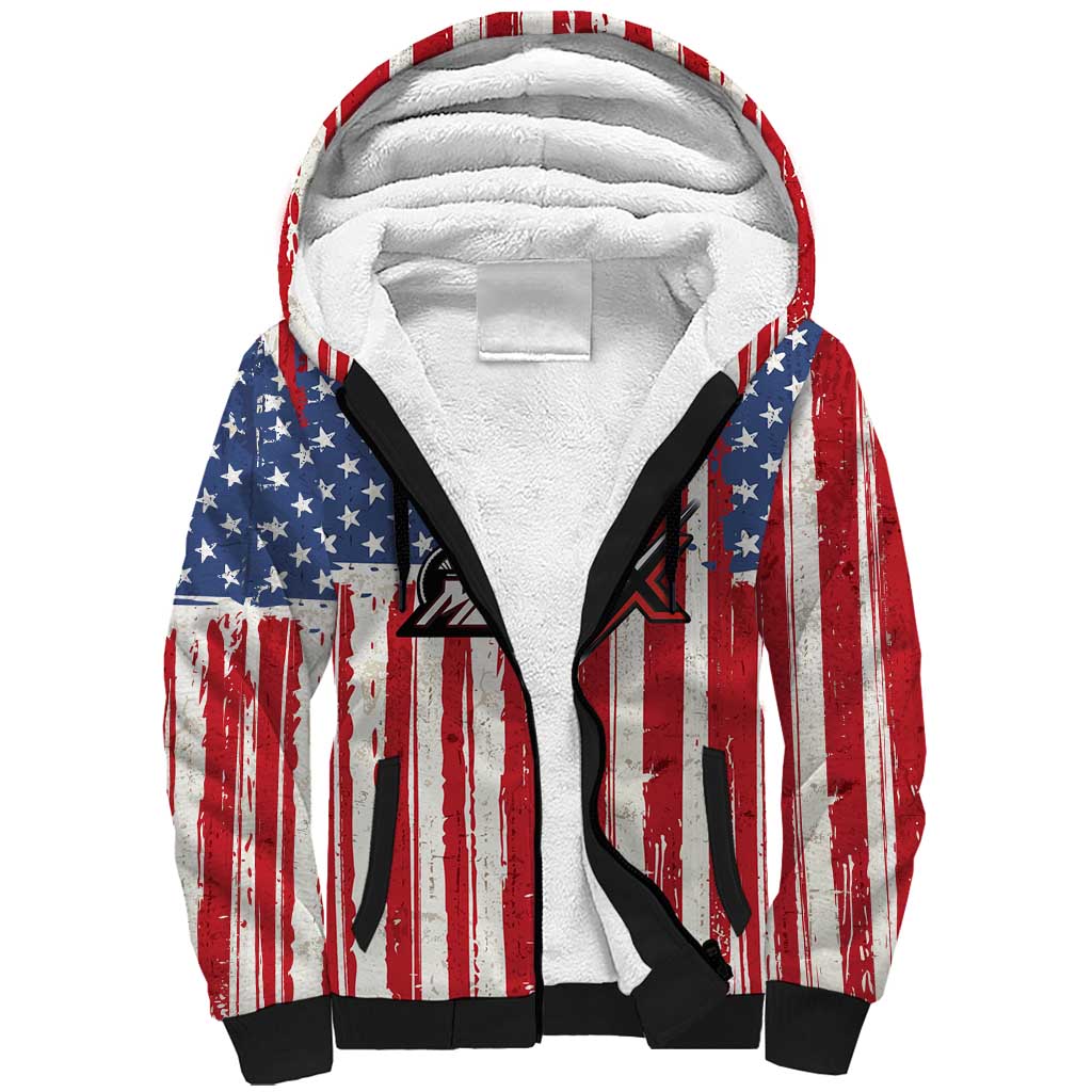 Personalized Motocross Rider Sherpa Hoodie with American Flag and Thin Blue Line Pattern - Wonder Print Shop