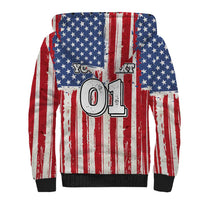 Personalized Motocross Rider Sherpa Hoodie with American Flag and Thin Blue Line Pattern - Wonder Print Shop