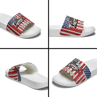 Personalized Motocross Rider Slide Sandals with American Flag and Thin Blue Line Pattern - Wonder Print Shop