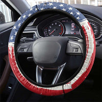 Motocross Rider Steering Wheel Cover with American Flag and Thin Blue Line Pattern - Wonder Print Shop