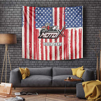 Personalized Motocross Rider Tapestry with American Flag and Thin Blue Line Pattern - Wonder Print Shop