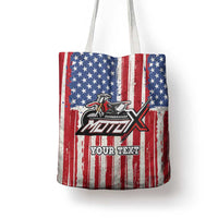 Personalized Motocross Rider Tote Bag with American Flag and Thin Blue Line Pattern - Wonder Print Shop