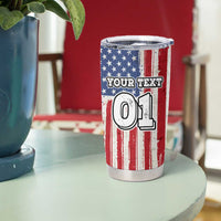Personalized Motocross Rider Tumbler Cup with American Flag and Thin Blue Line Pattern - Wonder Print Shop