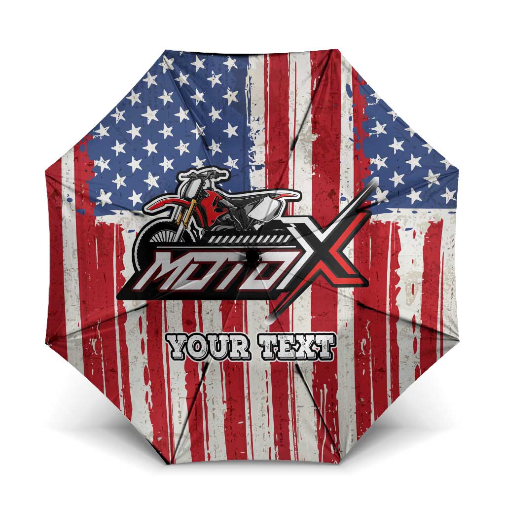 Personalized Motocross Rider Umbrella with American Flag and Thin Blue Line Pattern - Wonder Print Shop
