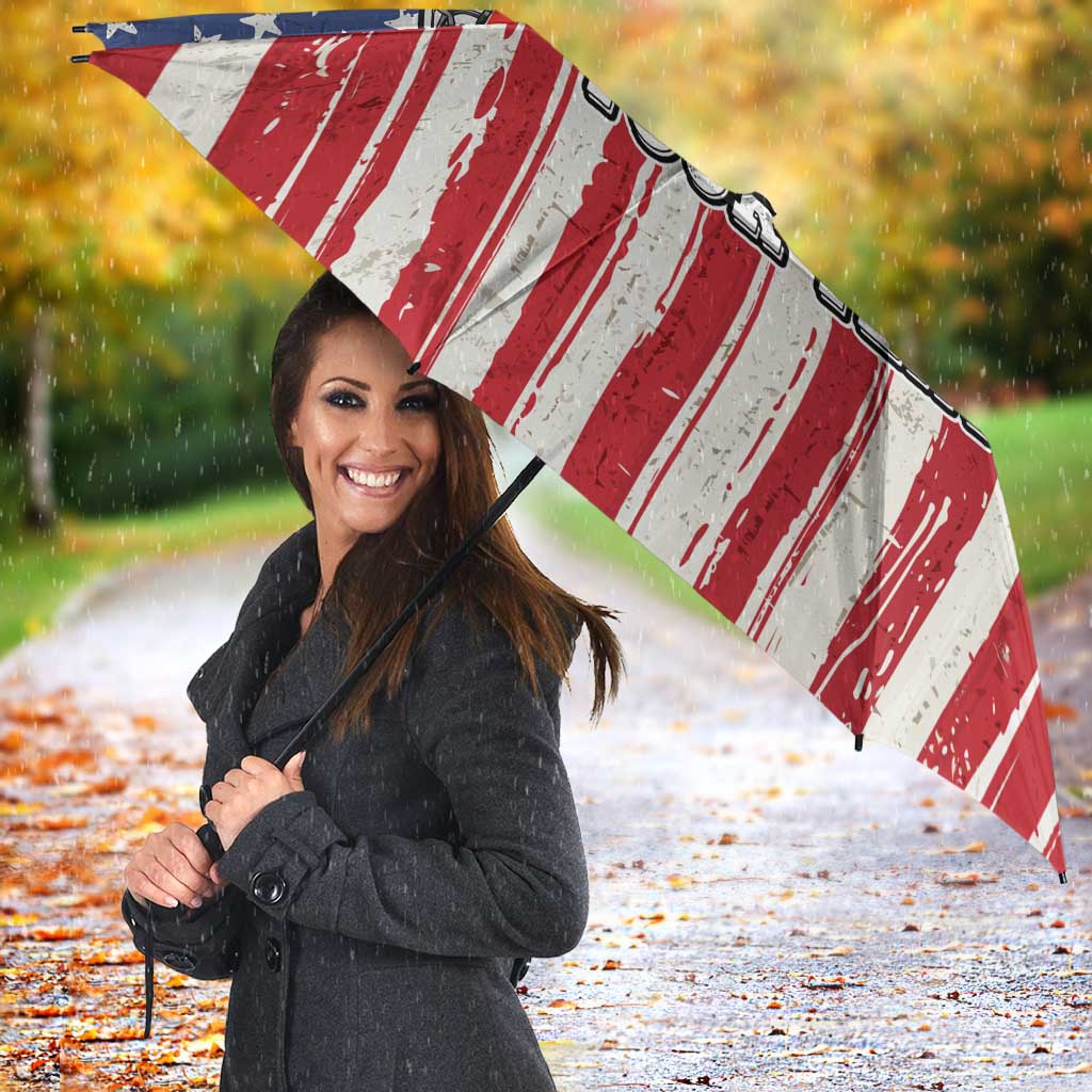 Personalized Motocross Rider Umbrella with American Flag and Thin Blue Line Pattern - Wonder Print Shop