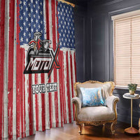 Personalized Motocross Rider Window Curtain with American Flag and Thin Blue Line Pattern - Wonder Print Shop