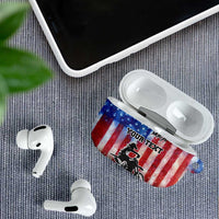 Personalized Motocross Rider AirPods Case with Distressed American Flag in Red White Blue Grunge Style - Wonder Print Shop