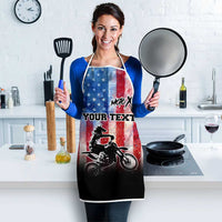 Personalized Motocross Rider Apron with Distressed American Flag in Red White Blue Grunge Style - Wonder Print Shop