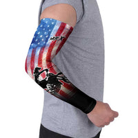 Personalized Motocross Rider Arm Sleeves with Distressed American Flag in Red White Blue Grunge Style - Wonder Print Shop